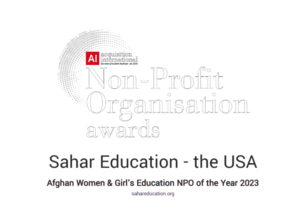Sahar named 2023 NPO of the Year, Afghan Women & Girl's Education