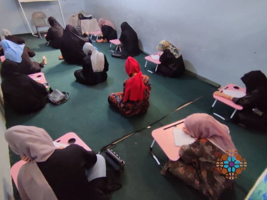 Girls in Sahar's Underground TechSheroes course learn about women's empowerment topics
