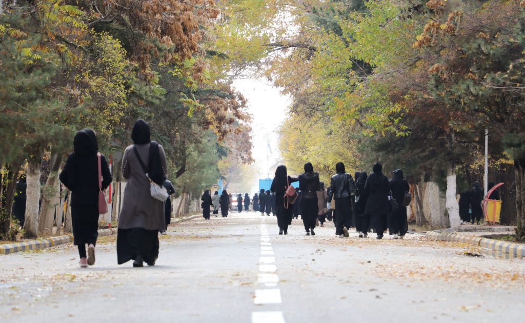 Women return to Kabul University to register for classes
